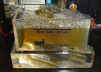 Celda Hull con solución de zinc durante prueba